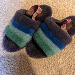 UGG Women's Fluff Yeah Slide Purple Multi Slippers Children size 5.5